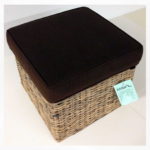 Hocker rotan met bruin kussen