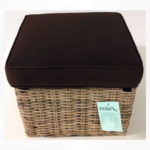 Hocker rotan met bruin kussen